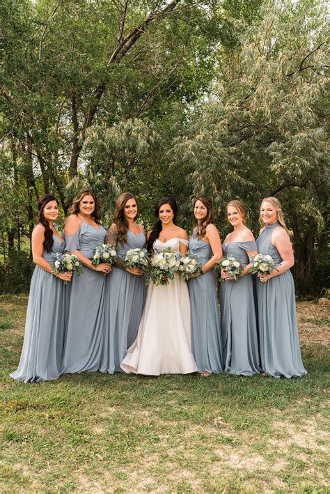 dusty blue mismatched bridesmaid dresses.